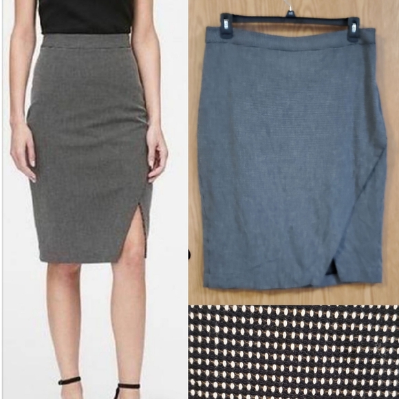 Banana Republic bi-stretch pencil skirt black/white dot size 14 cotton blend - Picture 1 of 11